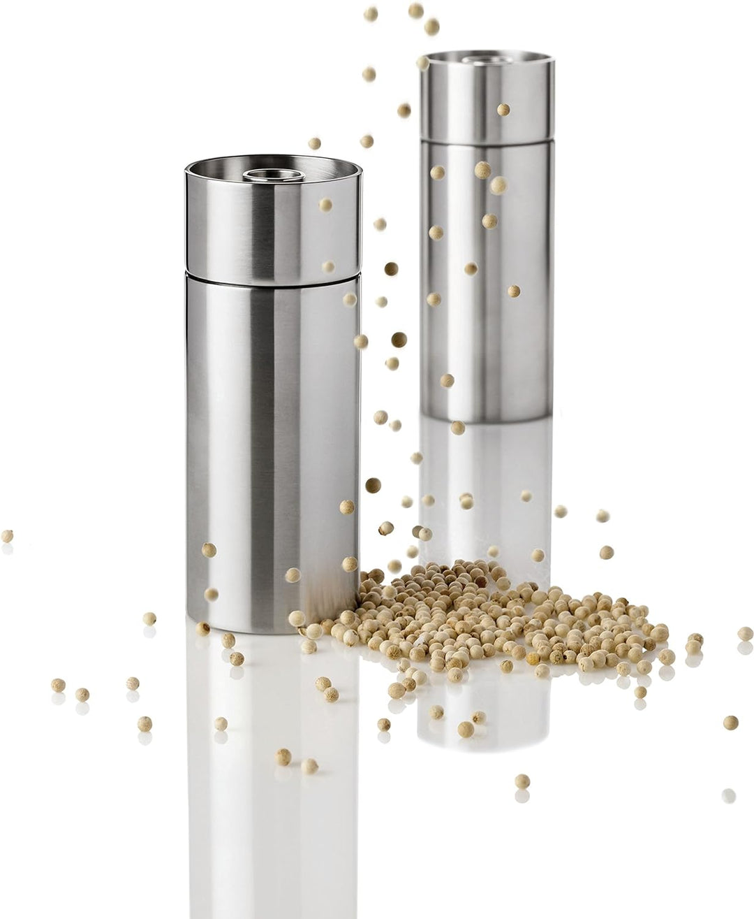 Stelton Salzmühle aus Edelstahl, danish design von Arne Jacobsen aus der Cylinda line, W:13 CM L:18