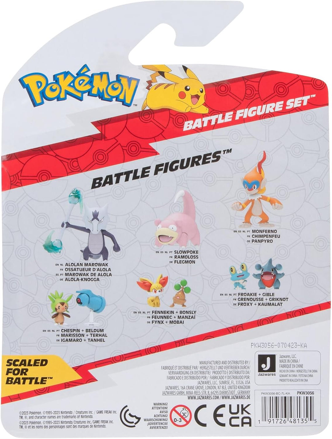 Pokémon PKW3056 Battle Figure Set-Lichtel, Pikachu, Flegmon, Lichtel, Pikachu, Flegmon