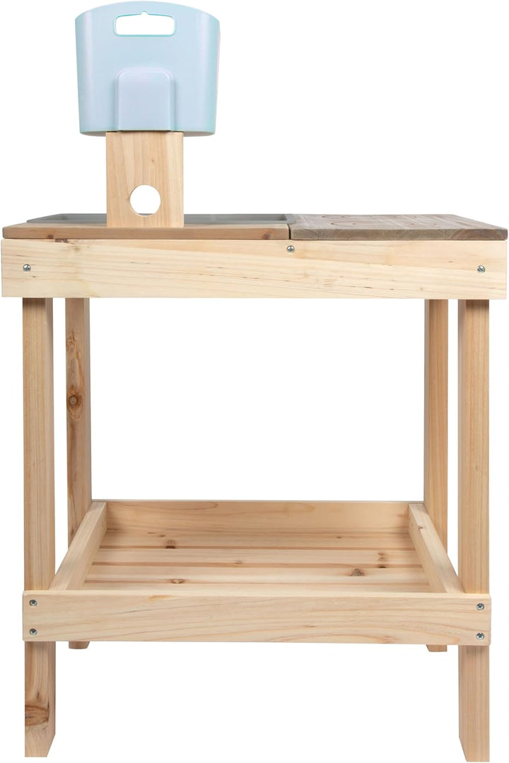 small Foot Matschküche und Spieltisch aus Vollholz, Outdoor-Spielküche für Kinder, mit Kochfeld, Was
