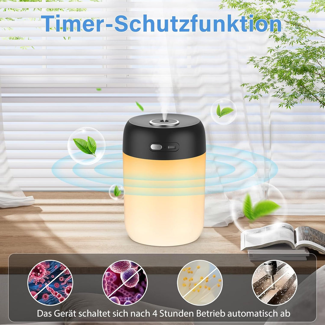 SZO Mini Raumbefeuchter Schlafzimmer mit Nachtlicht Air Humidifier Top-Befüllung 2 Sprühmodi Leise A