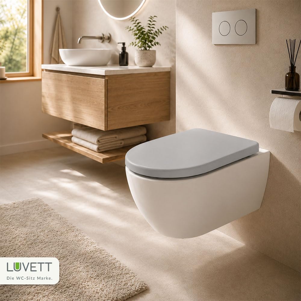 LUVETT® WC-Sitz mit Absenkautomatik D140 D-Form Soft Close® & TakeOff EasyClean Abnahme, hygienisch