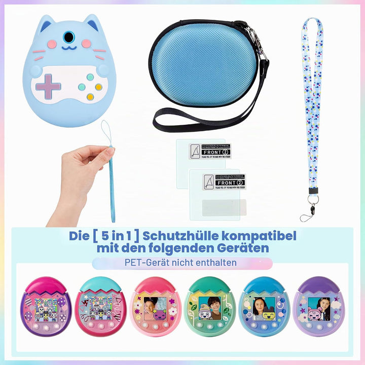 Silikon Hülle und Hartschalenkoffer kompatibel mit Tamagotchi Pix Virtuelles Haustierspielzeug, Schu
