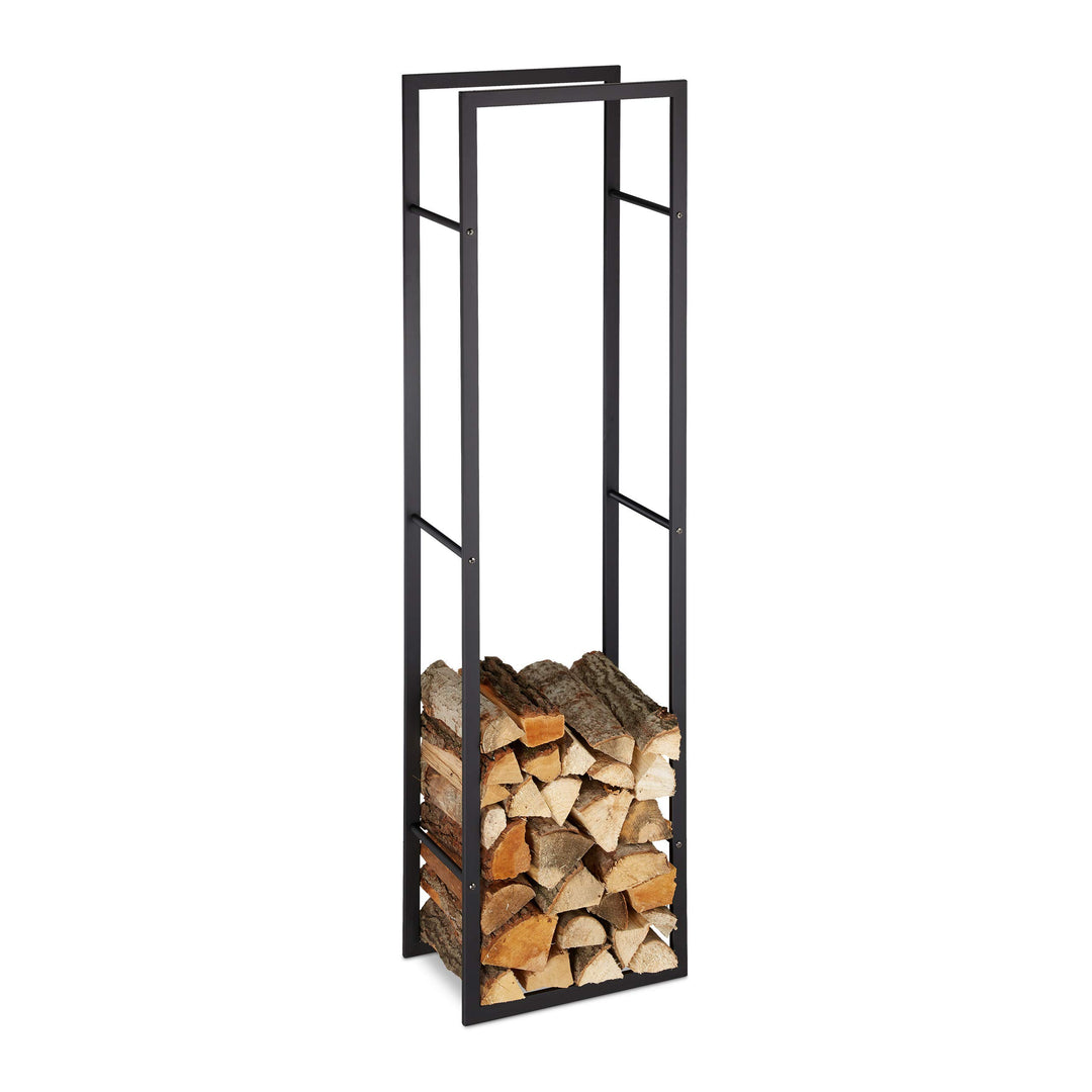 Relaxdays Kaminholzregal für innen, hohes Feuerholzregal für Kamin &amp; Ofen, Stahl, HxBxT: 170 x 44,5