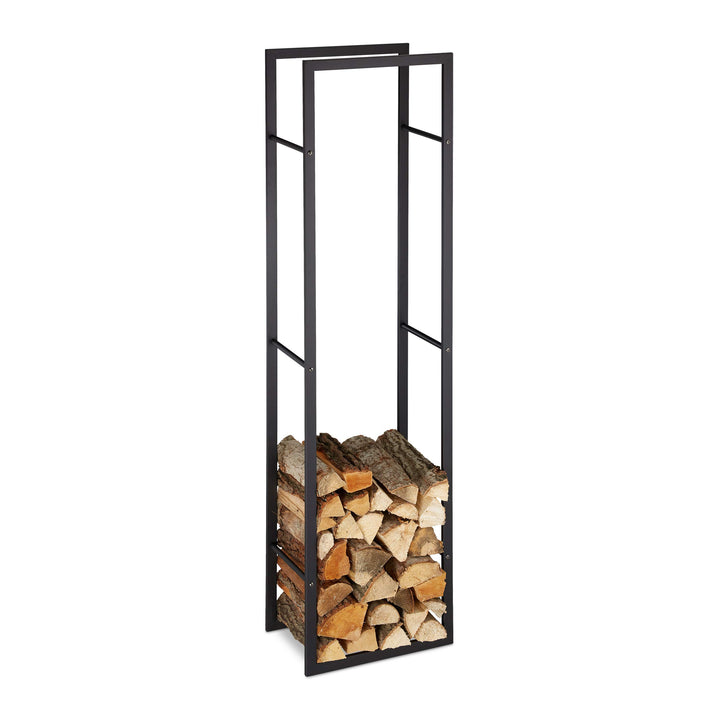 Relaxdays Kaminholzregal für innen, hohes Feuerholzregal für Kamin &amp; Ofen, Stahl, HxBxT: 170 x 44,5