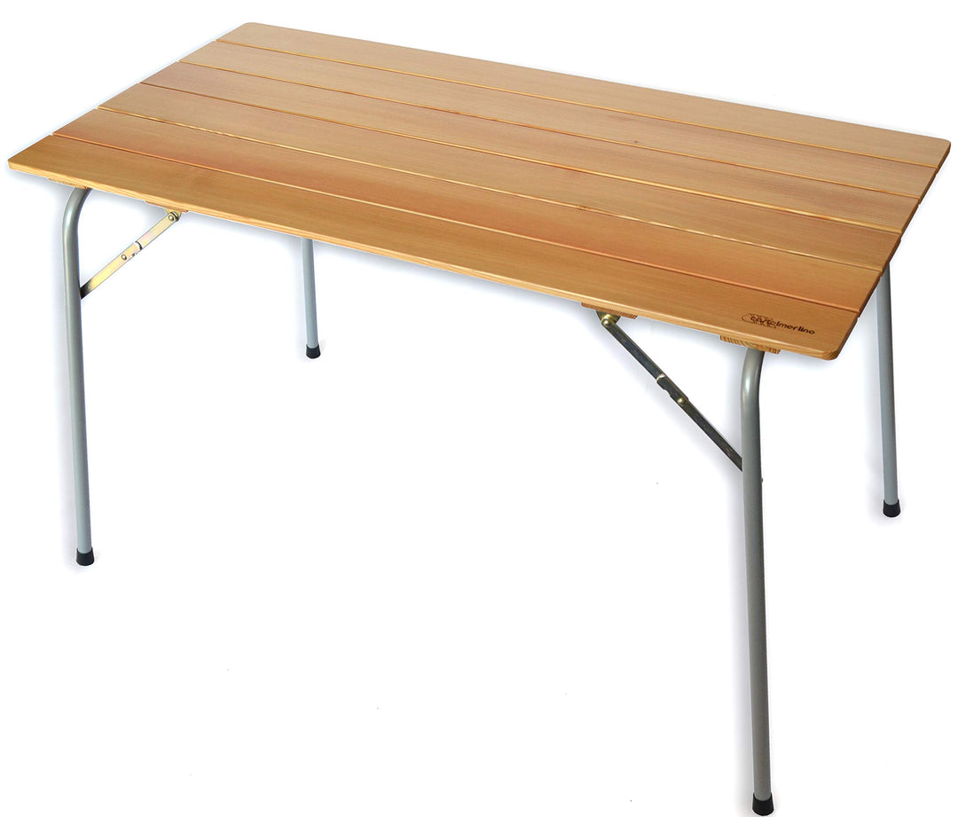 CASTELMERLINO 48 Klapptisch Camper Lärche cm 120 x 60 cm mit Tasche Nylon 60 x 120 Grau und Natur, 6