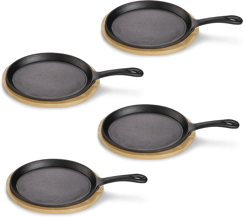 ECHTWERK Servierpfanne aus Gusseisen, Mini Pfännchen mit Servierbrett, Kleine Grillpfanne, Bereits e