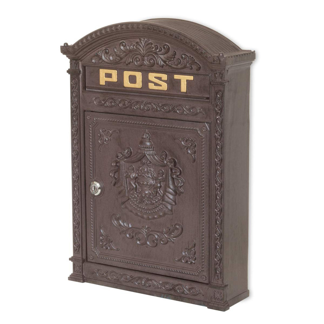 Antikas - Briefkasten London braun aus Alu wie historisch englischer Wandbriefkasten