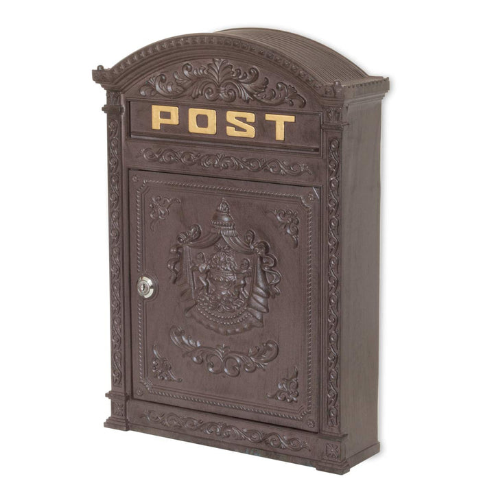 Antikas - Briefkasten London braun aus Alu wie historisch englischer Wandbriefkasten