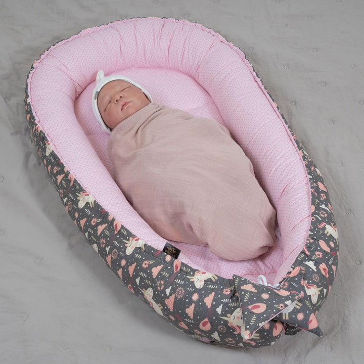 PaLulli Babynest 4-TLG Set 95x55 cm | Babyausstattung mit Matratze & Kuscheldecke | 100% Baumwolle,