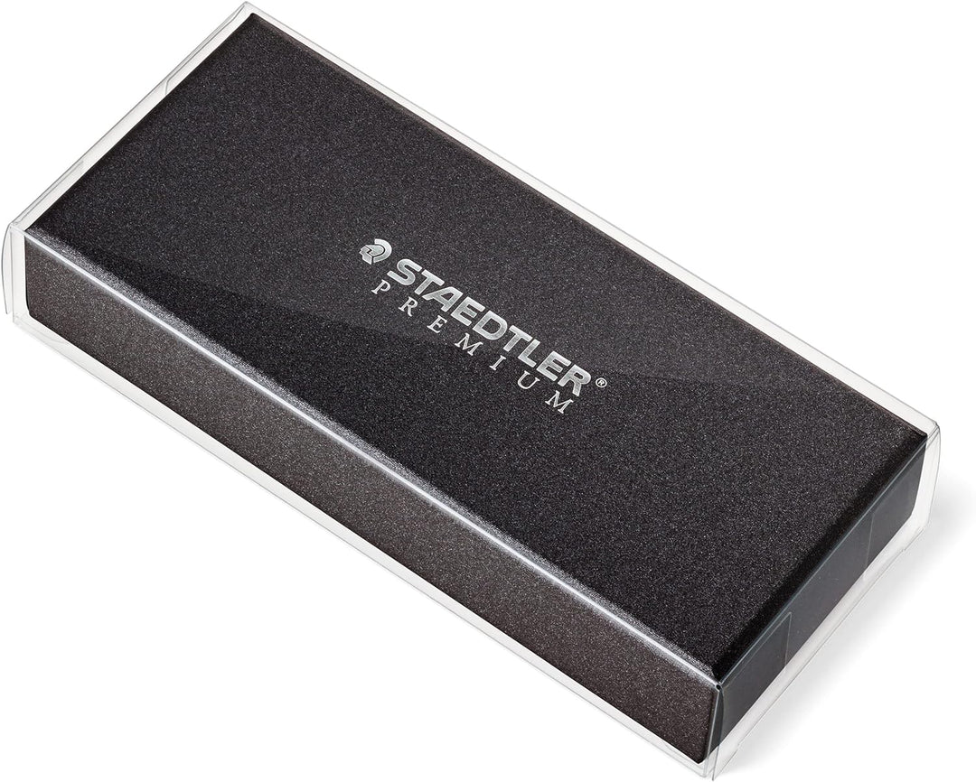 STAEDTLER Initium Corium Tintenroller, beiges Leder, M, schwarz, Made in Germany, mit edler Geschenk