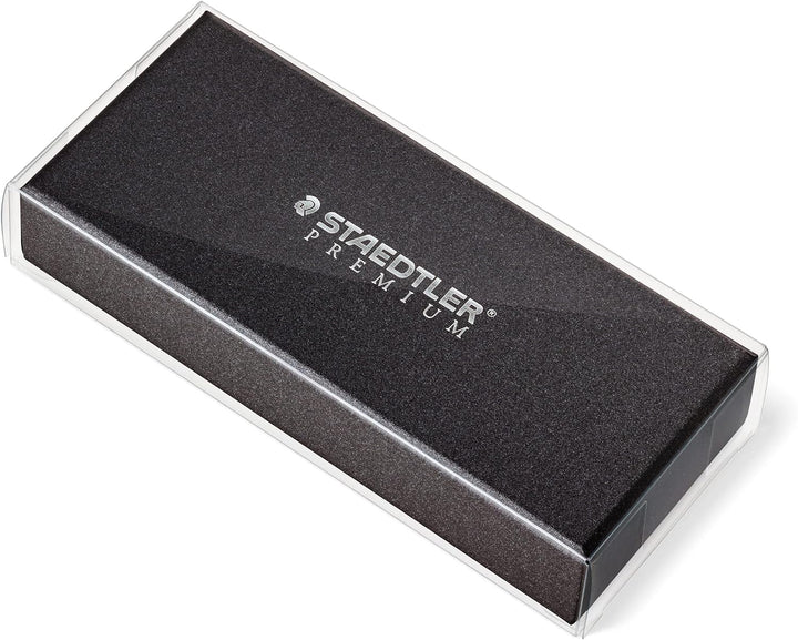 STAEDTLER Initium Corium Tintenroller, beiges Leder, M, schwarz, Made in Germany, mit edler Geschenk