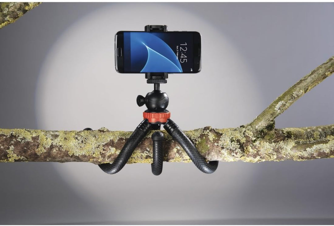 Hama Stativ Flexpro (für Smartphone, GoPro und Kameras, mit Gelenkfüssen, Höhe 27 cm) schwarz/rot sc