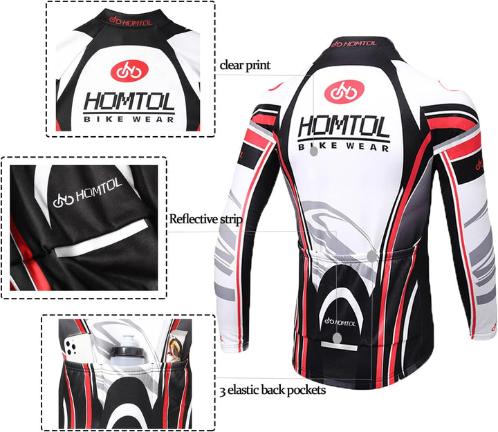 HOMTOL Radtrikot Set Langarm Herren Thermische Fleece Winter Fahrradbekleidung Radsportanzüge Fahrra