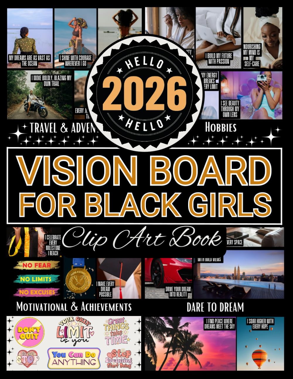 2026 Vision Board Clip Art Book For Black Girls: Vision Board Supplies with 500+ Inspiring Pictures,
