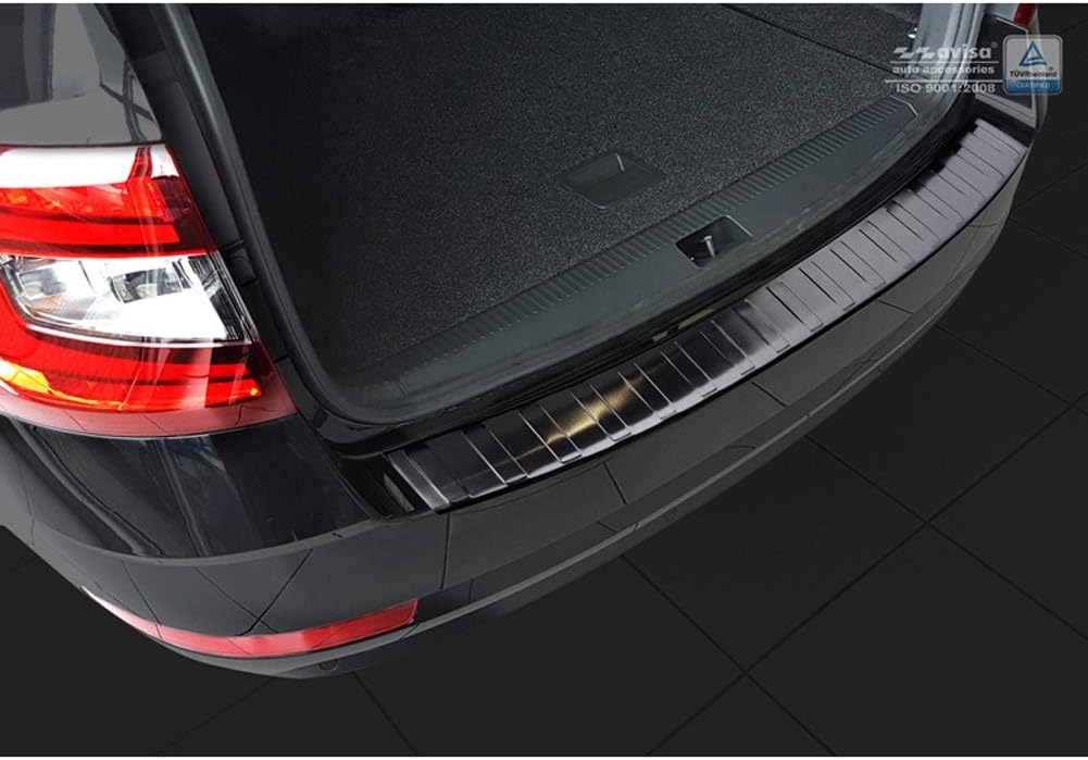 Avisa Schwarz Edelstahl Heckstossstangenschutz kompatibel mit Skoda Octavia III Kombi Facelift 2017-