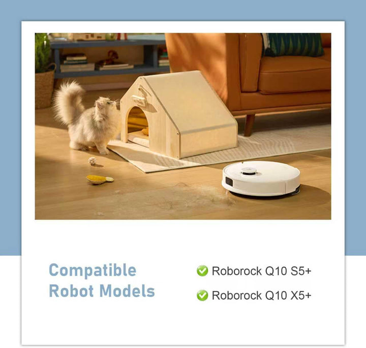Zubehör für Roborock Q10 S5+ / Q10 X5+ Staubsauger, 2 Hauptbürsten, 4 HEPA-Filter, 4 Wischtücher, 6