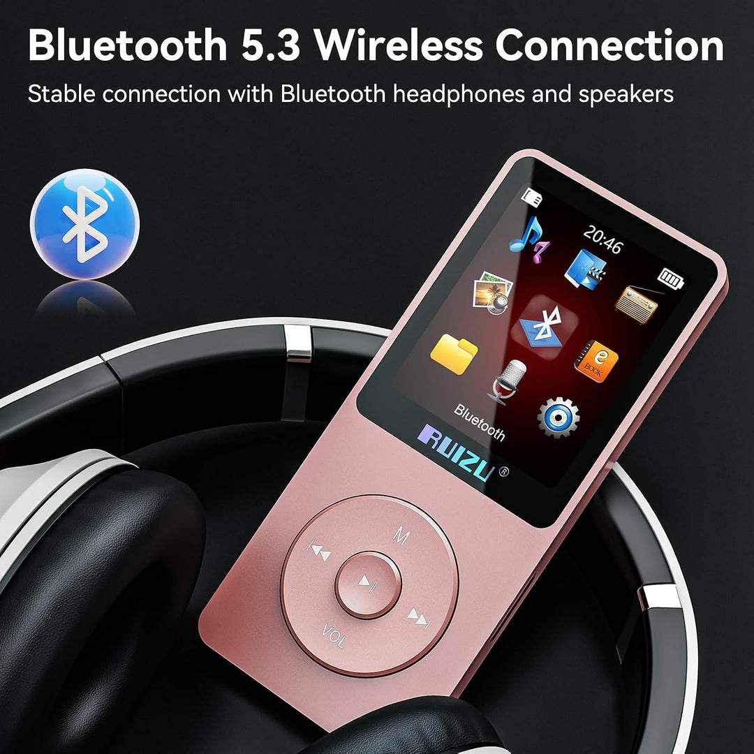 32GB MP3 Player mit Bluetooth 5.3, Ultraleicht (30 Gramm), bis zu 80 Stunden Akkulaufzeit, 1.8-Zoll-