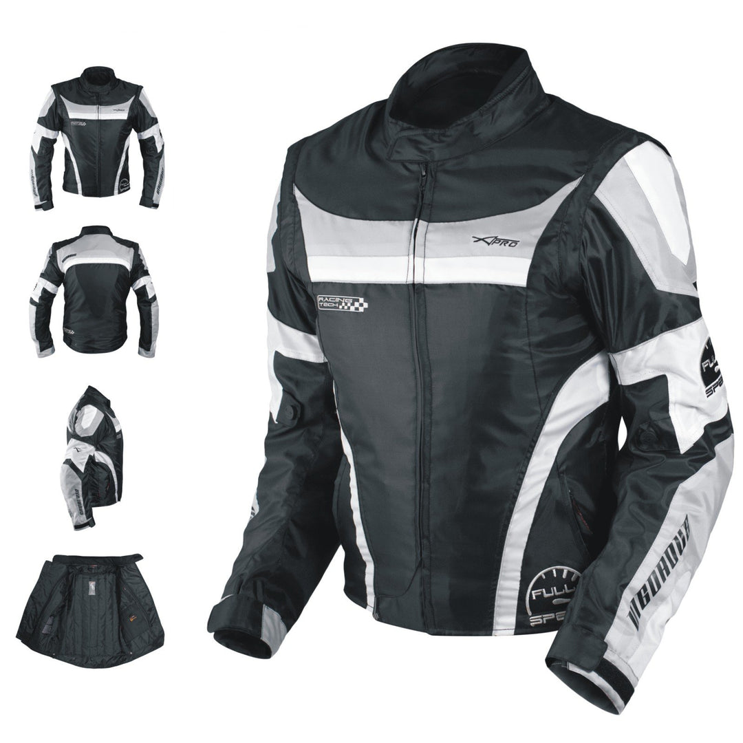 A-pro Motorradjacke für Damen, Nylon, Oxford, Thermoweste, reflektierend XL Grau, XL Grau