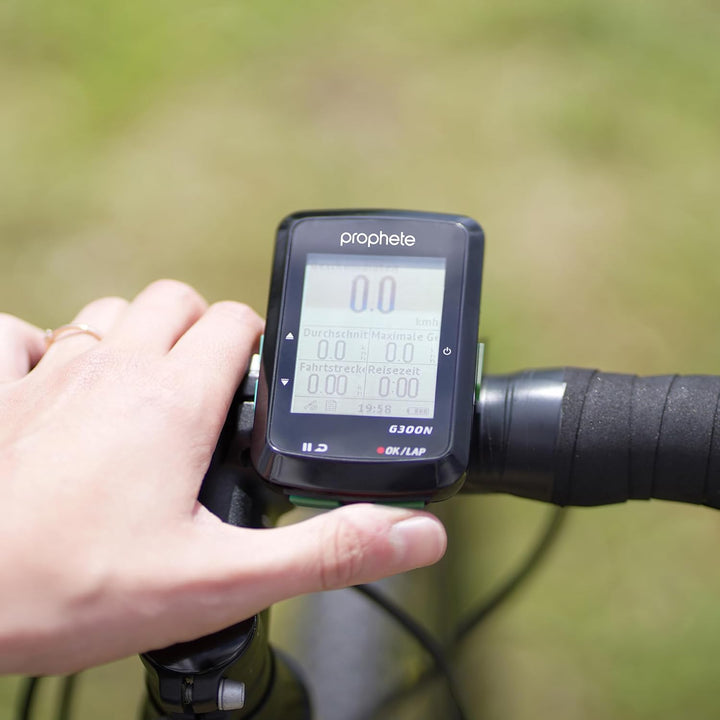 PROPHETE Fahrradcomputer GPS-Navigation, 14 Funktionen, Fahrradnavi, Wasserdicht IPX6, Beleuchtetes