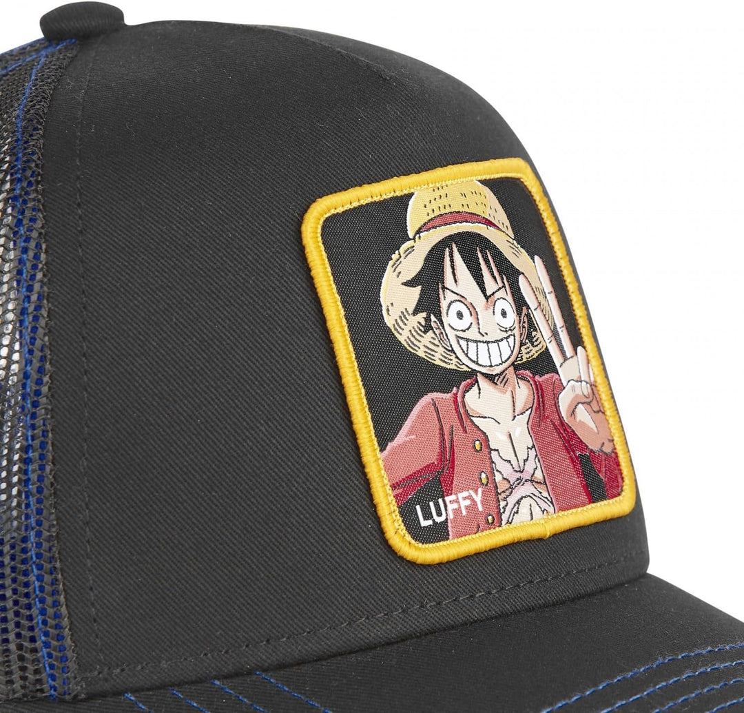 Capslab Straw Hat Crew One Piece gray Trucker Cap, Trucker-Luffy-Black-#30177