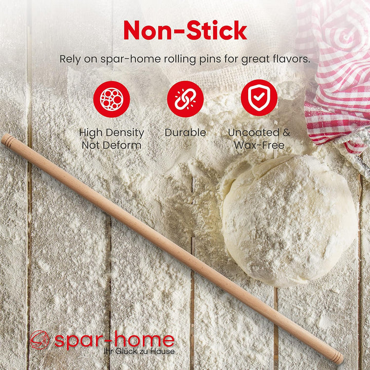 spar-home Türkisches Nudelholz - Traditionelle Teigroller aus Buchenholz Handgemachte Teigrolle aus
