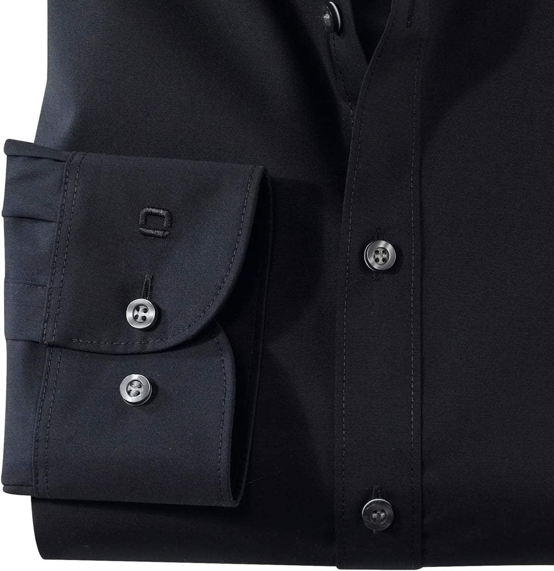 OLYMP Herren Businesshemd Langarm Luxor,Rotationsdruck,modern fit,Global Kent 37 Schwarz 68, 37 Schw