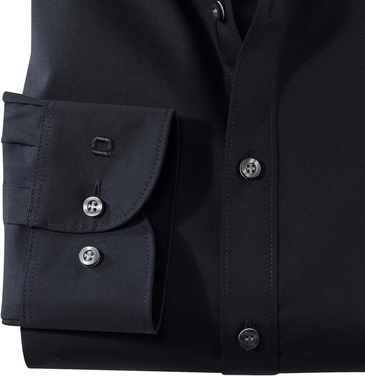 OLYMP Herren Businesshemd Langarm Luxor,Rotationsdruck,modern fit,Global Kent 37 Schwarz 68, 37 Schw