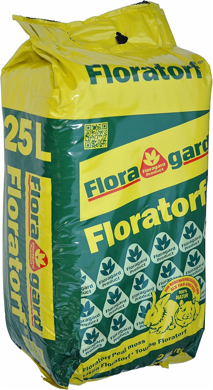 Floragard Flora natürlicher Torf - 25 L - Einstreu für Kleintiere und Nager - Heimtierstreu für Käfi