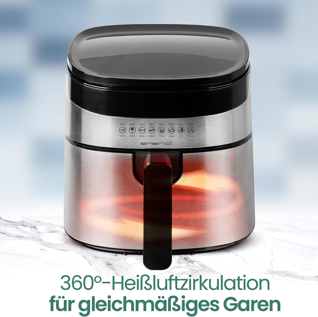 Emerio 4.5 Liter grosse digitale Heissluftfritteuse TOP AirFryer Frittieren ohne zusätzliches Öl 8 A