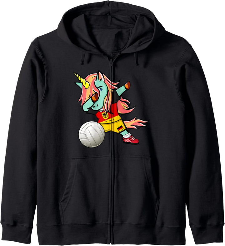 Dabbing Einhorn Deutschland Volleyball Deutsche Flagge Sport Kapuzenjacke