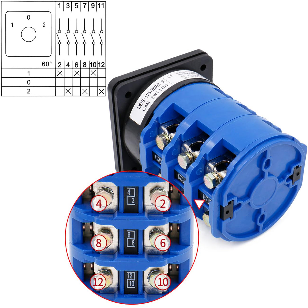 Heschen Drehbarer Wechselschalter für Nockenschalter LW28-125/D303.3, 125A, 660V Wechselstrom, Ein/A