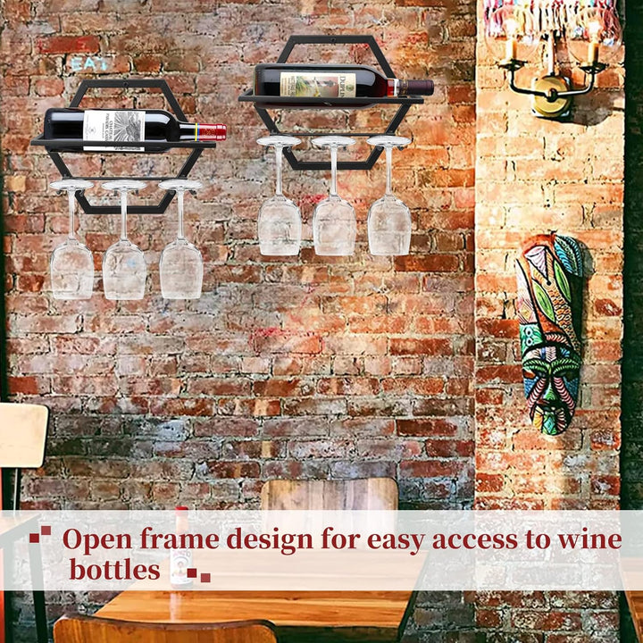Giyiprpi Metall Wandmontierter Weinhalter Stemware Glass Rack, 2Pcs Hängendes Glas Weinregal Wandbeh