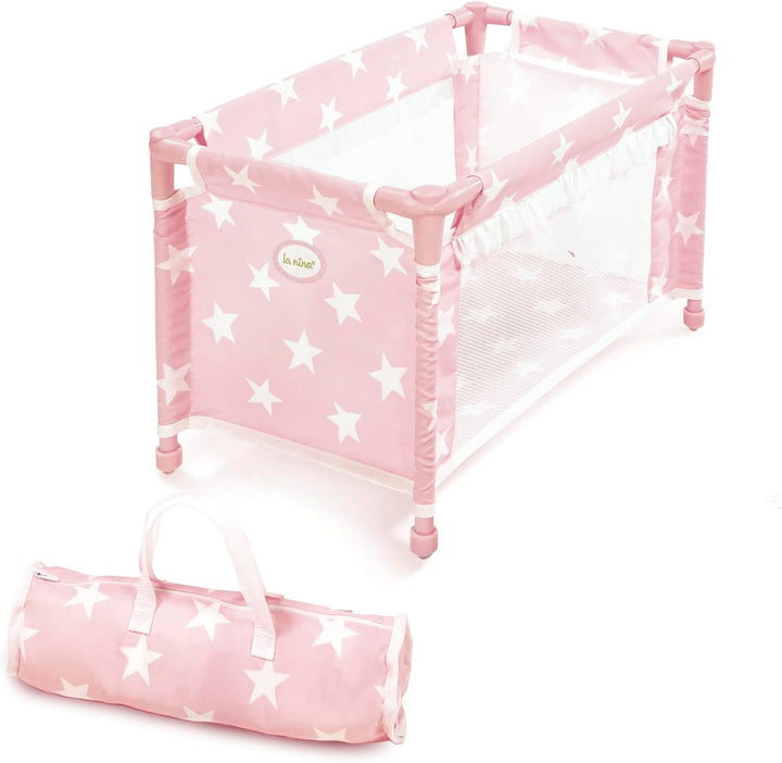 La Nina 60408 Carlota (53 x 32 x 32 cm) Stars Puppen, Reisebett, Mehrfarbig, 53x32x32