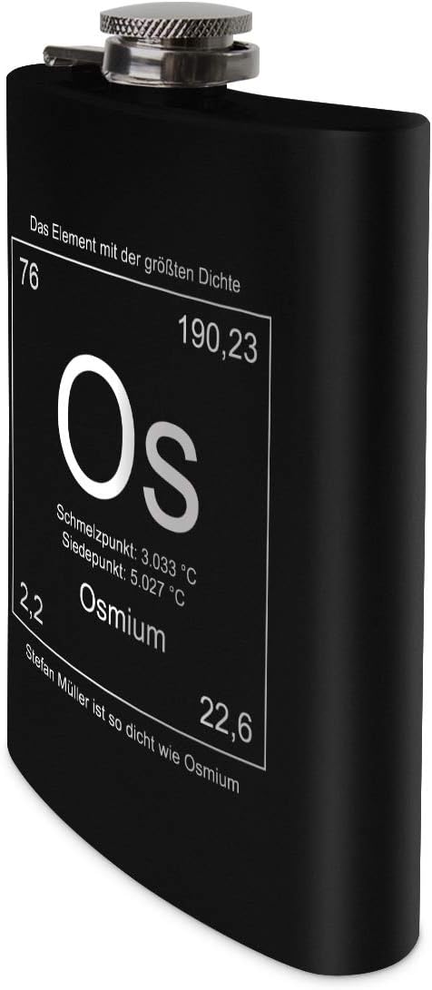 Flachmann Edelstahl Schwarz Matt 237 ml 8 oz individuelle Gravur in Silber - Grösste Dichte, Grösste