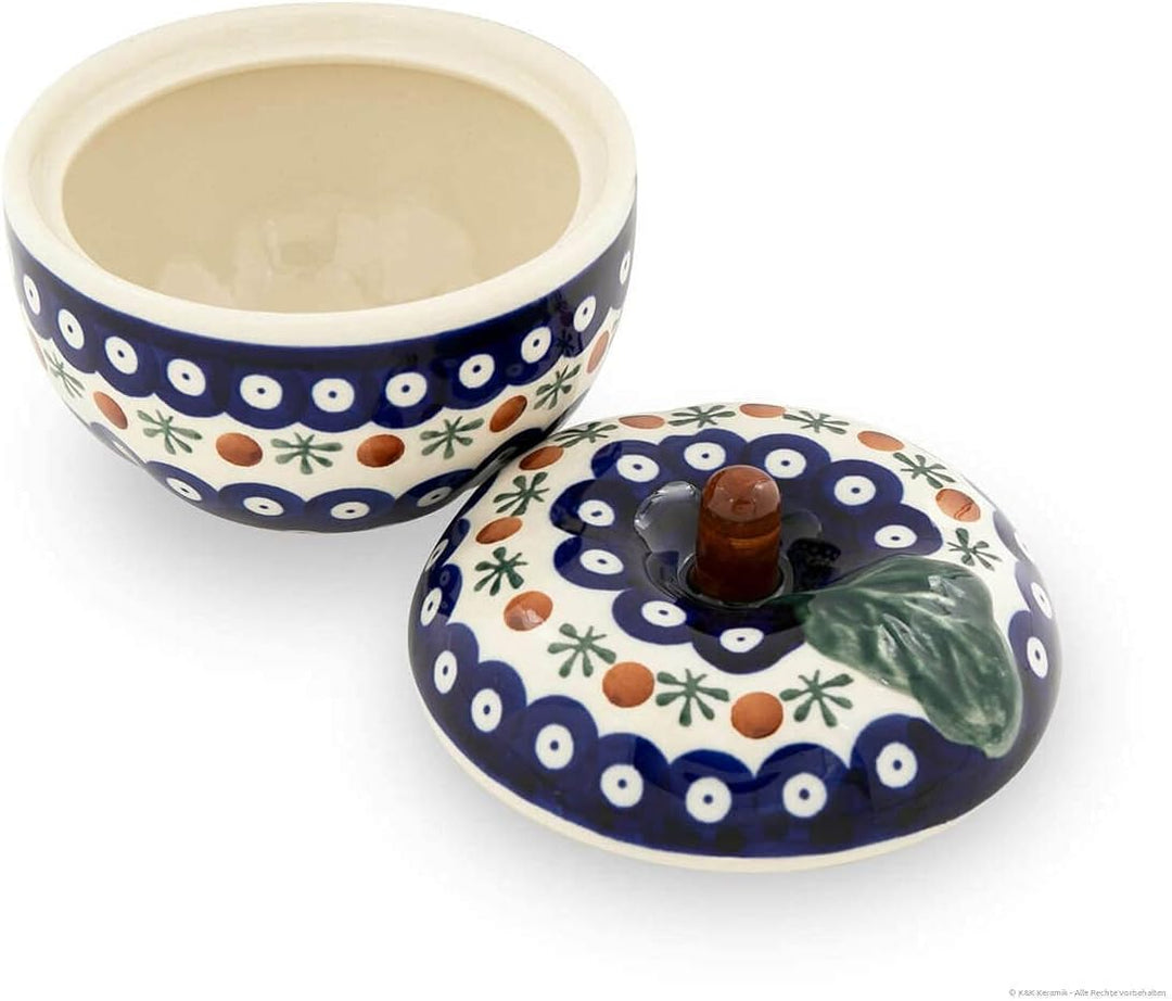 Bunzlauer Keramik Apfel-Bräter Bratapfelbräter mit Deckel Ø12,6 cm H11,6 cm (Dekor 41), Dekor 41