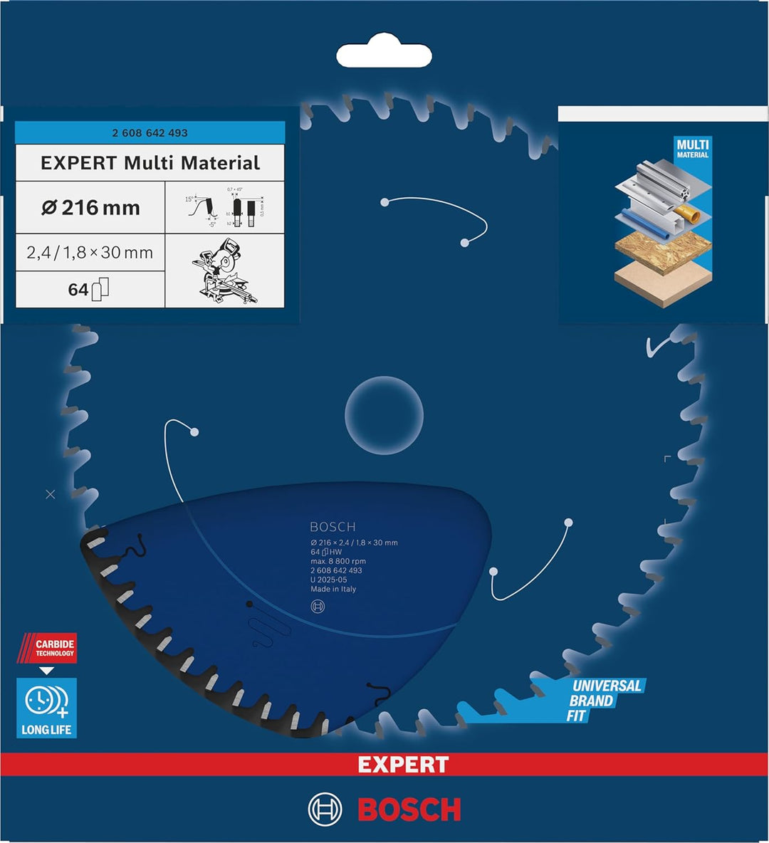 Bosch Professional 1x Kreissägeblatt Expert for Multi Material (für Multimaterial, Sägeblatt Ø 216 x