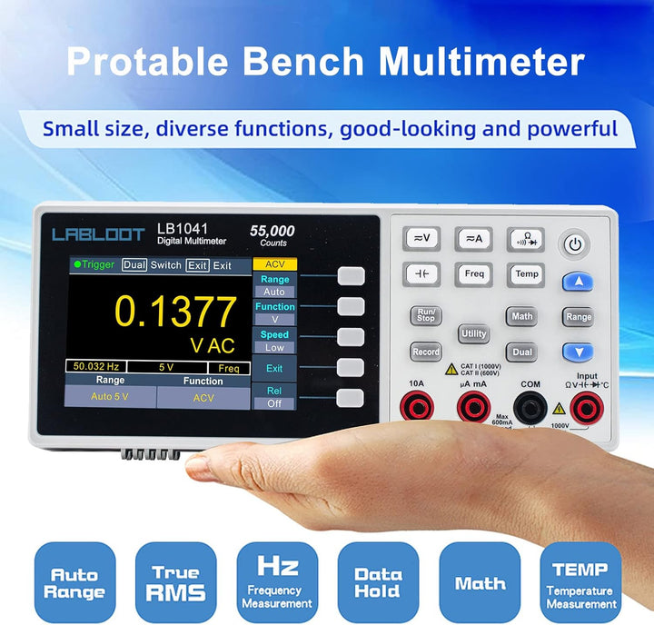 Labloot LB1041 USB Digitales Multimeter, 3,7 Zoll LCD-Bildschirm, 55000 Counts True RMS Temperatur M