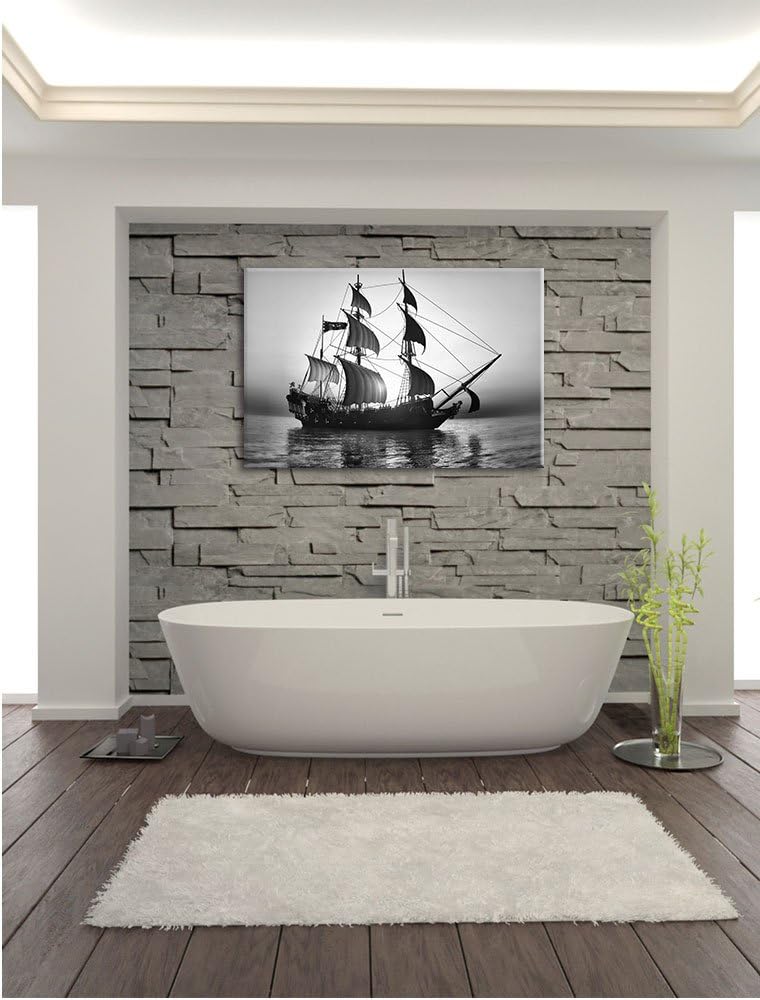 Pixxprint Altes Segelschiff 100x70cm Leinwandbild Wandbild Kunstdruck, 100x70