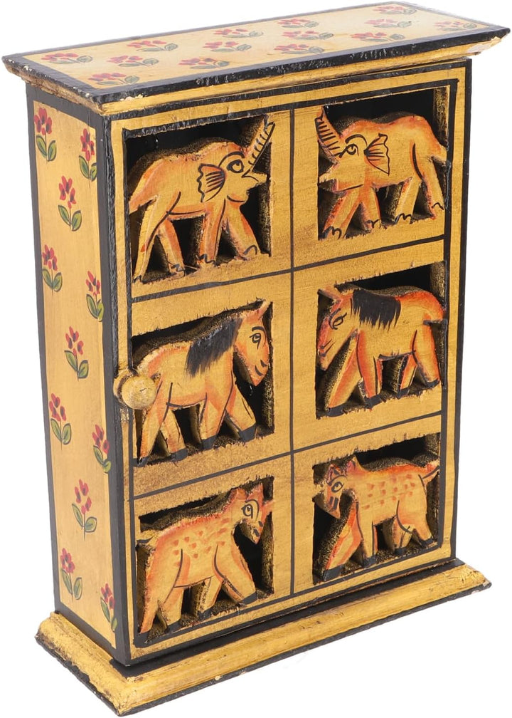 GURU SHOP Schlüsselkasten, Bemalte Schlüssel Ablage Box mit Tür - Muster 1, Mehrfarbig, 30x23x9 cm,