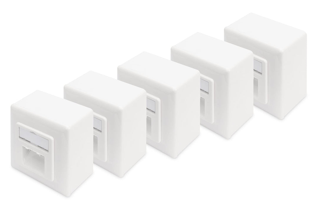 DIGITUS 5x Anschlussdose Cat-6 - 2 Port RJ45 - Aufputz Netzwerk-Dose - Zuführung Horizontal - Design