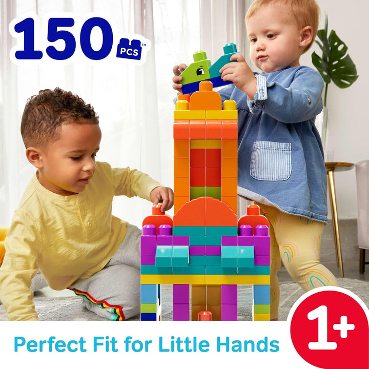 MEGA HHM96 - MEGA BLOKS Bausteinebeutel Deluxe, 150 grosse und farbenfrohe Bausteine mit einer Aufbe