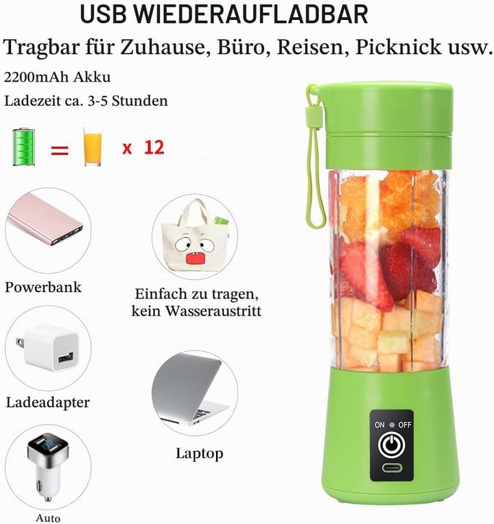 Mixer Smoothie Maker, Elektrischer USB-Entsafter Mixer, Tragbarer Mini-Mixer für Shakes und Smoothie