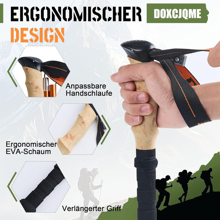 Wanderstöcke Faltbar Aluminium Trekkingstöcke Nordic Walking Stöcke Damen Herren 110-130cm Leichte T