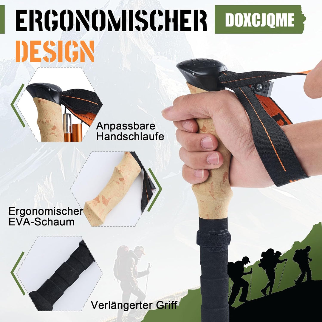 Wanderstöcke Faltbar Aluminium 2Pack Trekkingstöcke Nordic Walking Stöcke Damen Herren 110-130cm Lei