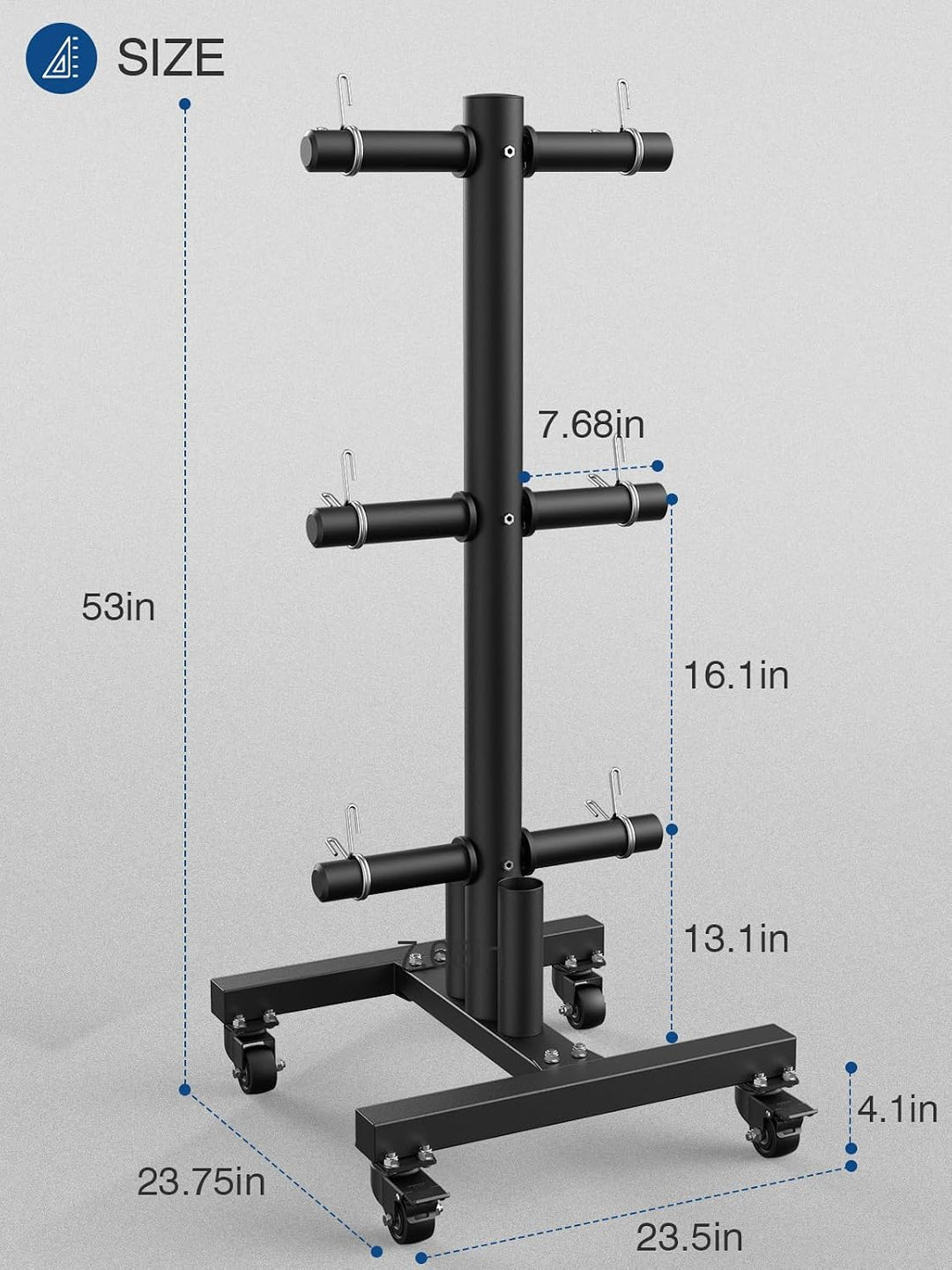 Olympic Weight Plate Rack Tree Bumper Plate Holder für Zwei-Zoll-und Ein-Zoll-Platten und Langhantel