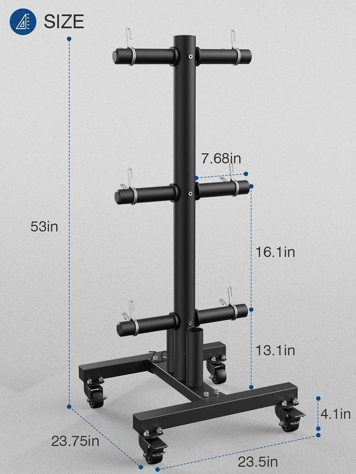 Olympic Weight Plate Rack Tree Bumper Plate Holder für Zwei-Zoll-und Ein-Zoll-Platten und Langhantel