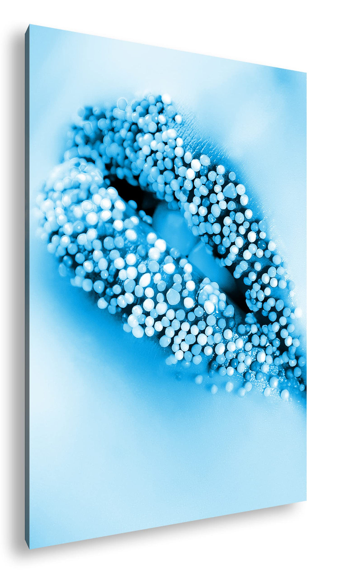 deyoli Zucker süsse Lippen Format 80x60 Effekt: Monocrome Blau als Leinwandbild, Motiv fertig gerahm