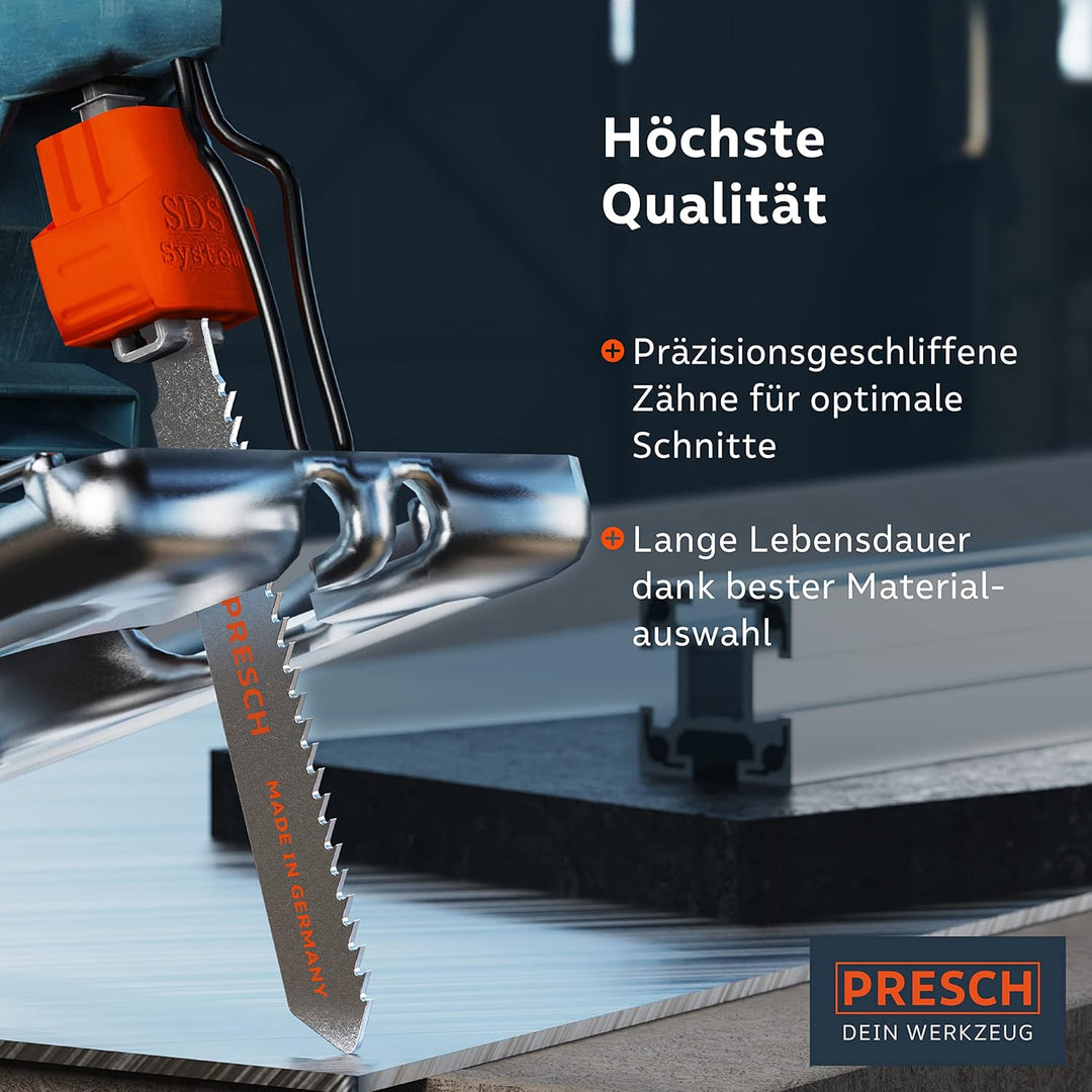 Presch Stichsägeblätter Metall 10 Stk. (Medium Schnitt) - Präzise Schnitte in mittelstarke Bleche (2