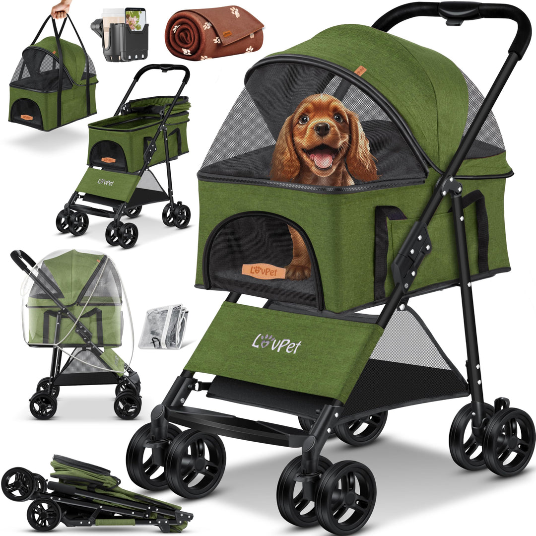 LOVPET® Hundewagen 2in1 Hundebuggy Hundebox Transporttasche Faltbar klappbar bis 20kg Haustiere Bugg