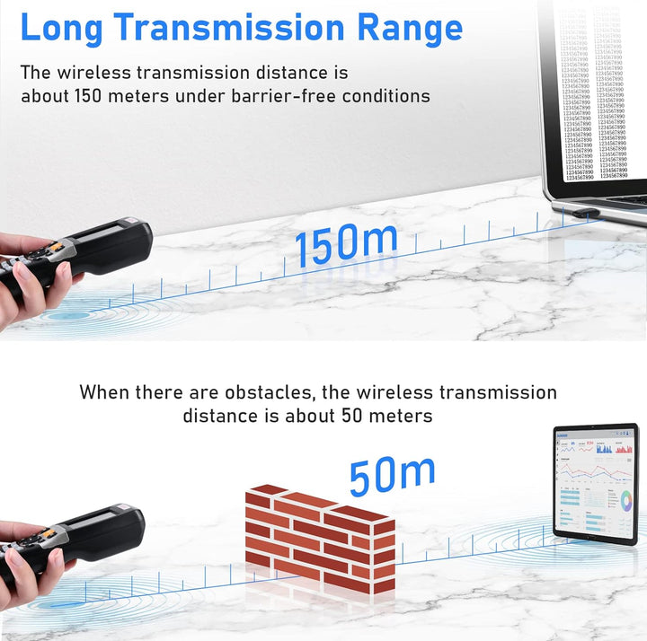 JRHC 1D Barcode Scanner Inventarscanner und Sammler, kabelloser 2.4G Barcode-Scanner zum Scannen von